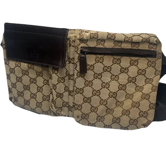 GUCCI GG Belt Bag Monogram Canvas Beige Bum Bag Fanny Pack Waist Bag - Picture 3 of 16